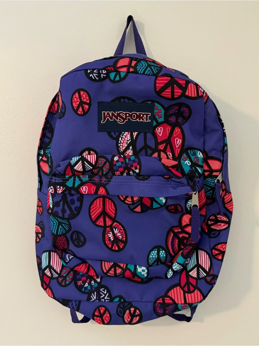 Jansport Purple Peace Sign Backpack